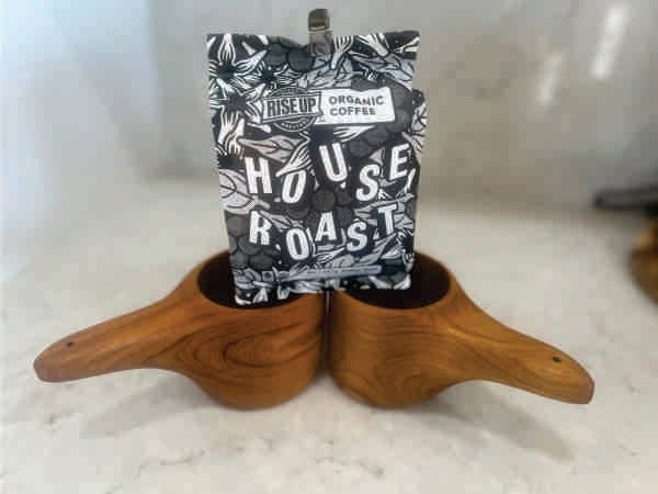 Teak Kuksa Coffee & Tea Mug with hanging hole - 12oz