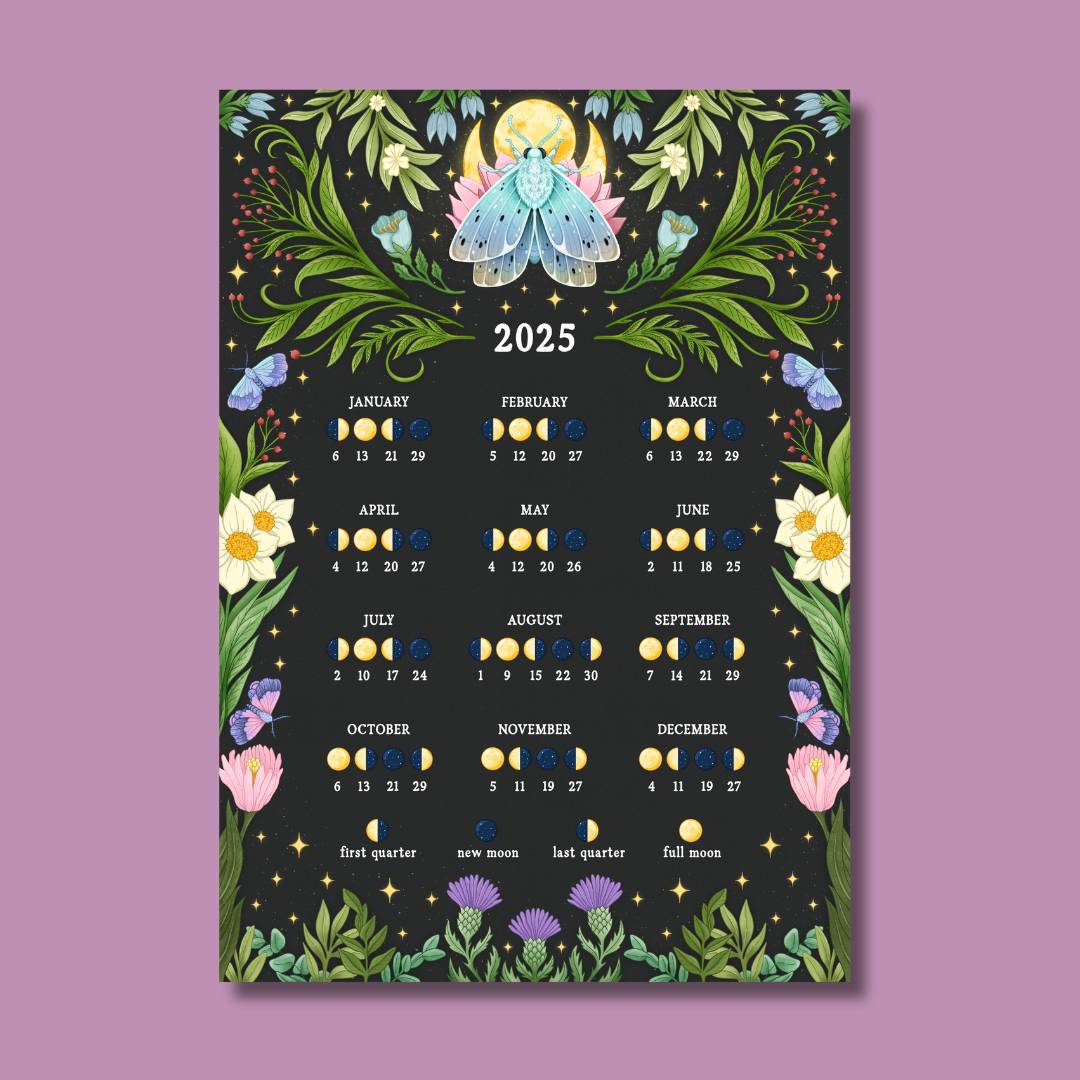 2025 Floral Moth Lunar Magnetic Calendar