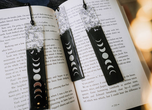 Black & Silver Moon Phases Bookmark
