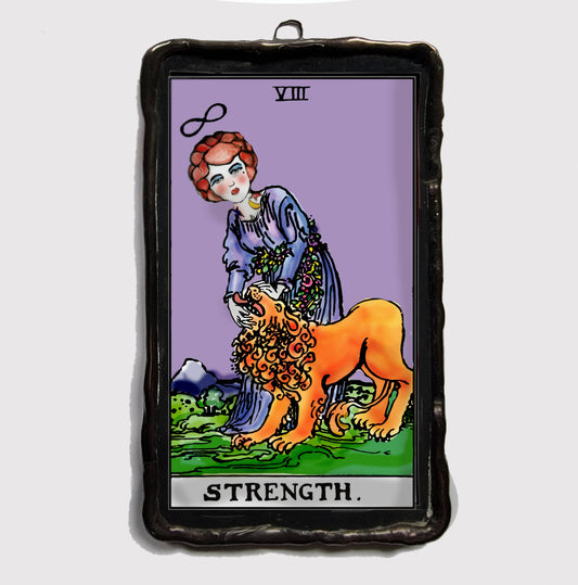 Strength Tarot Card Petite Art Glass Ornament