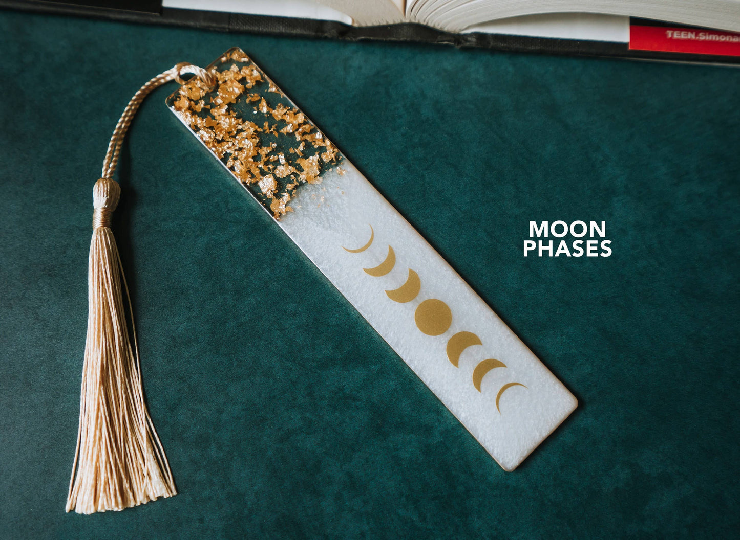 White Moon Phases & Geode Bookmark: Moon Phases