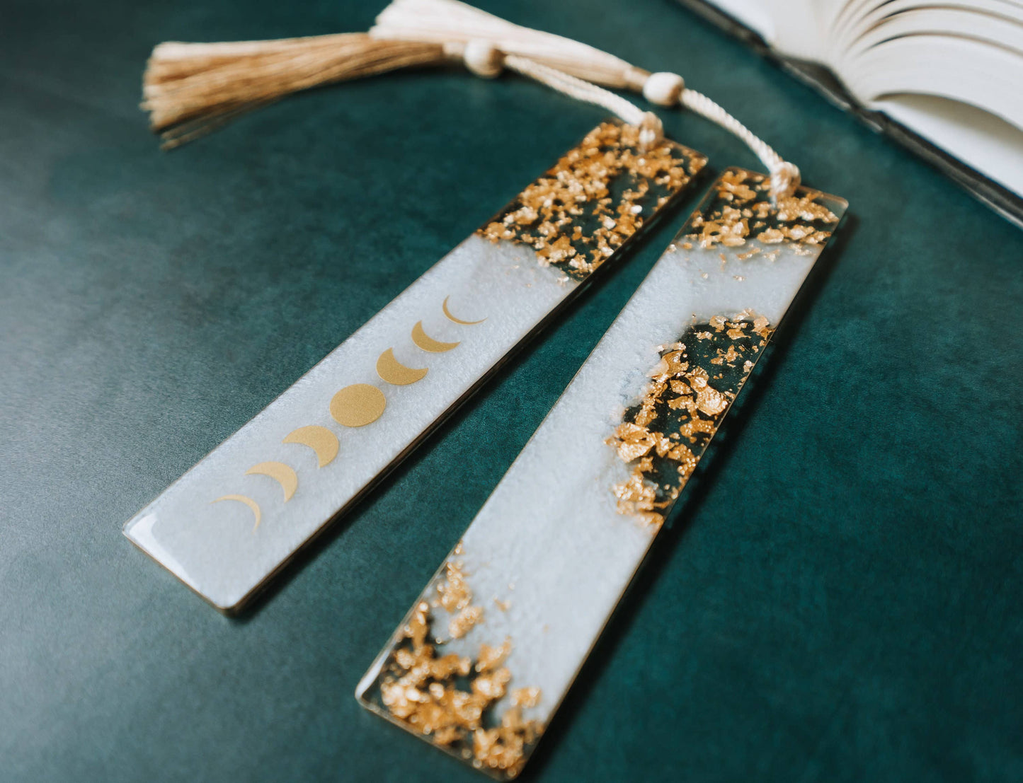 White Moon Phases & Geode Bookmark: Moon Phases