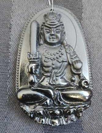 Obsidian Buddha Carving Pendant