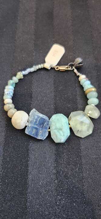 Blue Kyanite Amazonite Prasiolite Bracelet