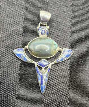 Labradorite & Lapis Goddess Style Pendant