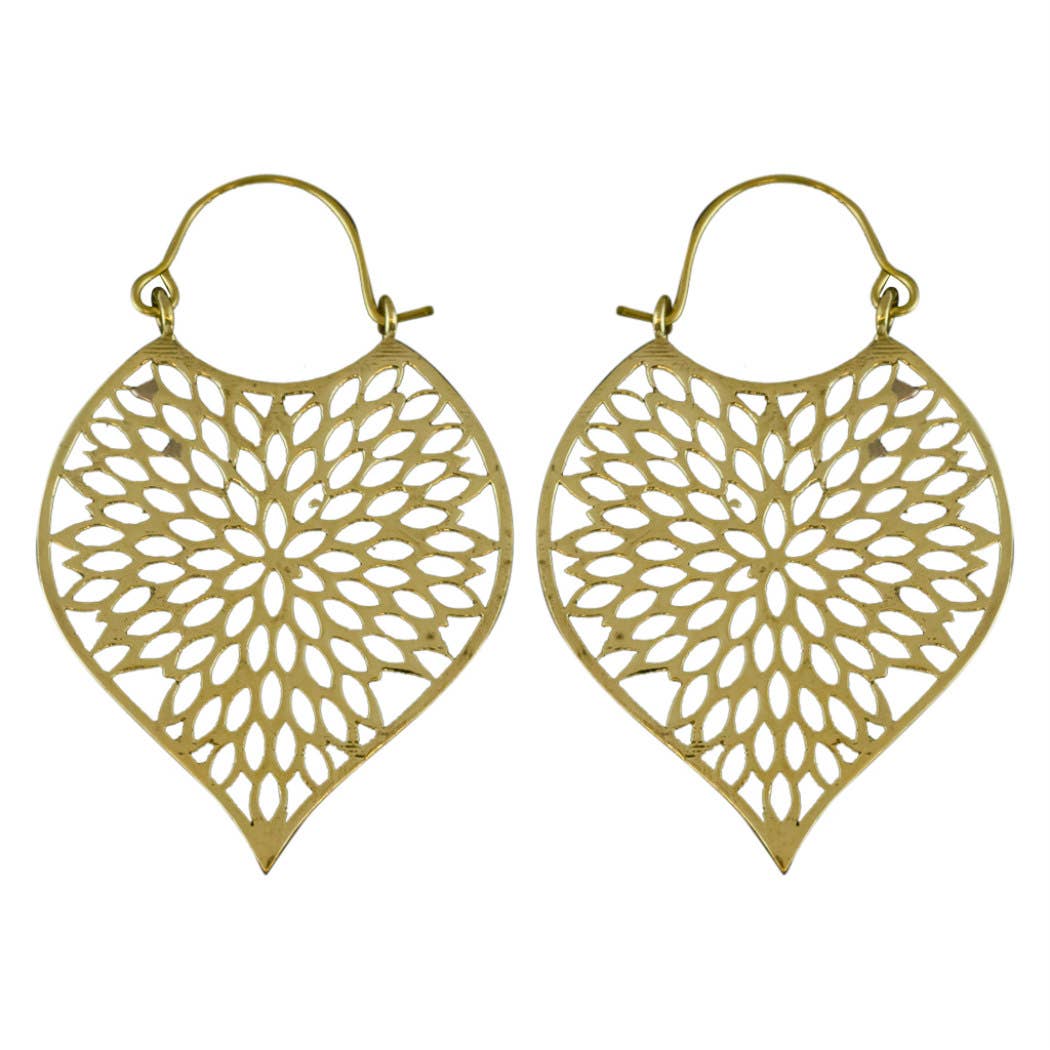 Dahlia Brass Hoop Earrings