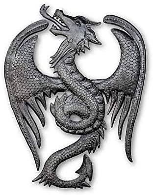 17.25" x 13.5" Metal Celtic Dragon Gothic Sculpture, Haitian