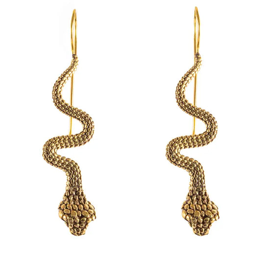 Dangling Cobra Snake Brass Earrings