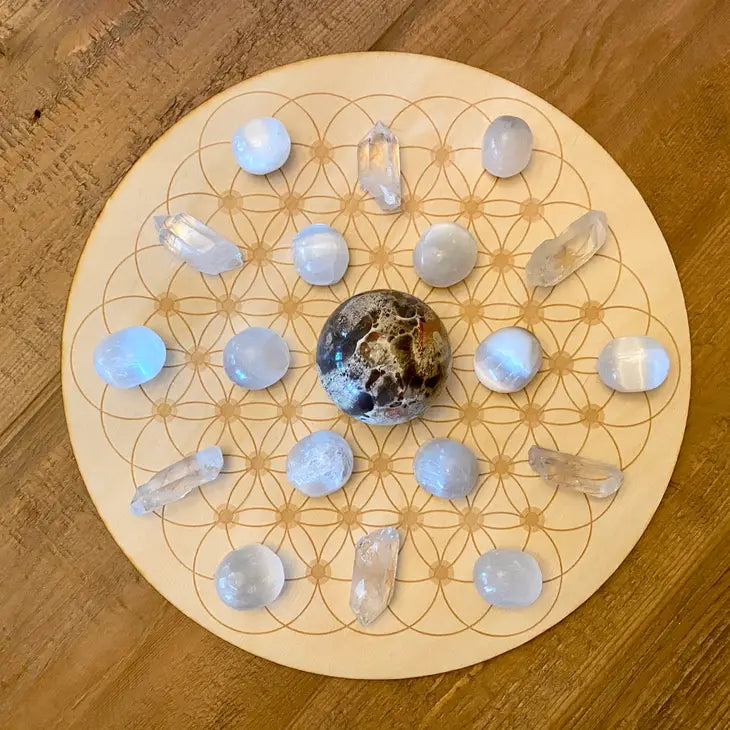 10" Flower of Life Dotted Sphere Holder Crystal Grid