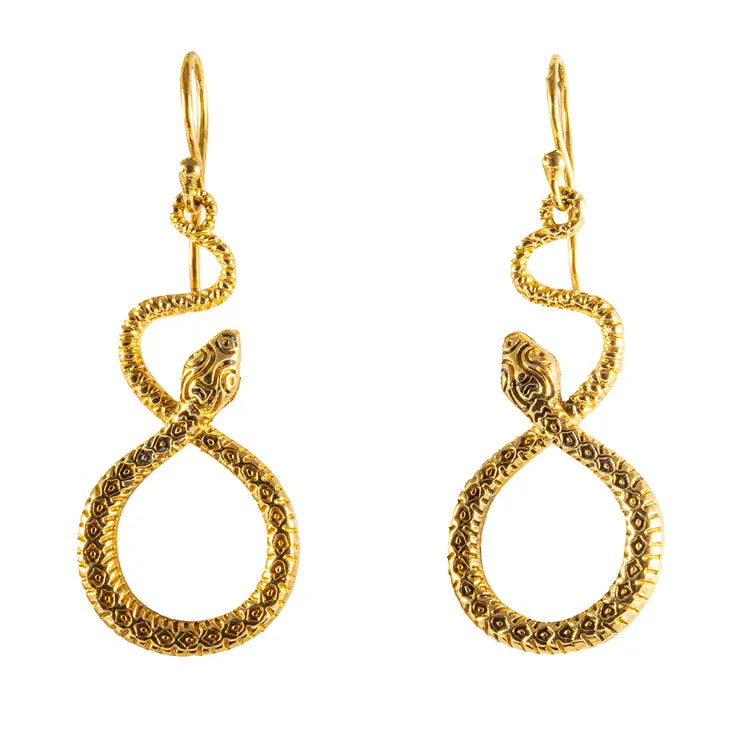 G-Shape Snake Brass Earrings