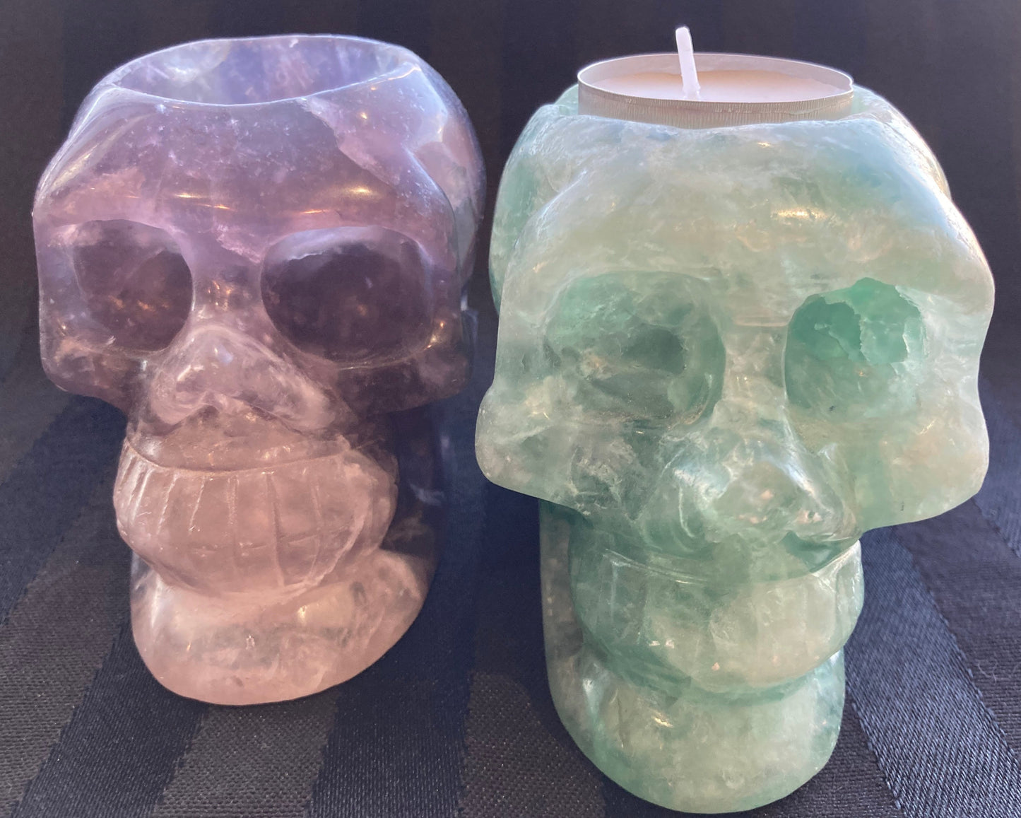 Fluorite Skull Candle Holder