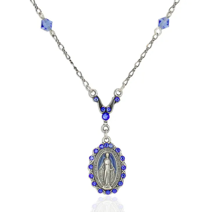 Rue de Bac Miraculous Medal Crystal Beaded Necklace