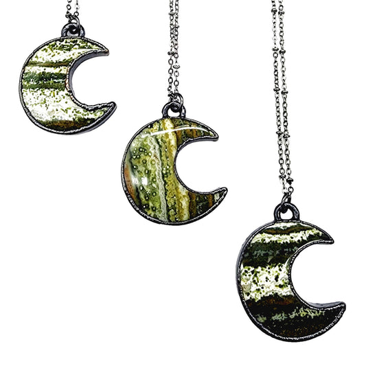 Green Ocean Jasper Lunar Moon Necklace