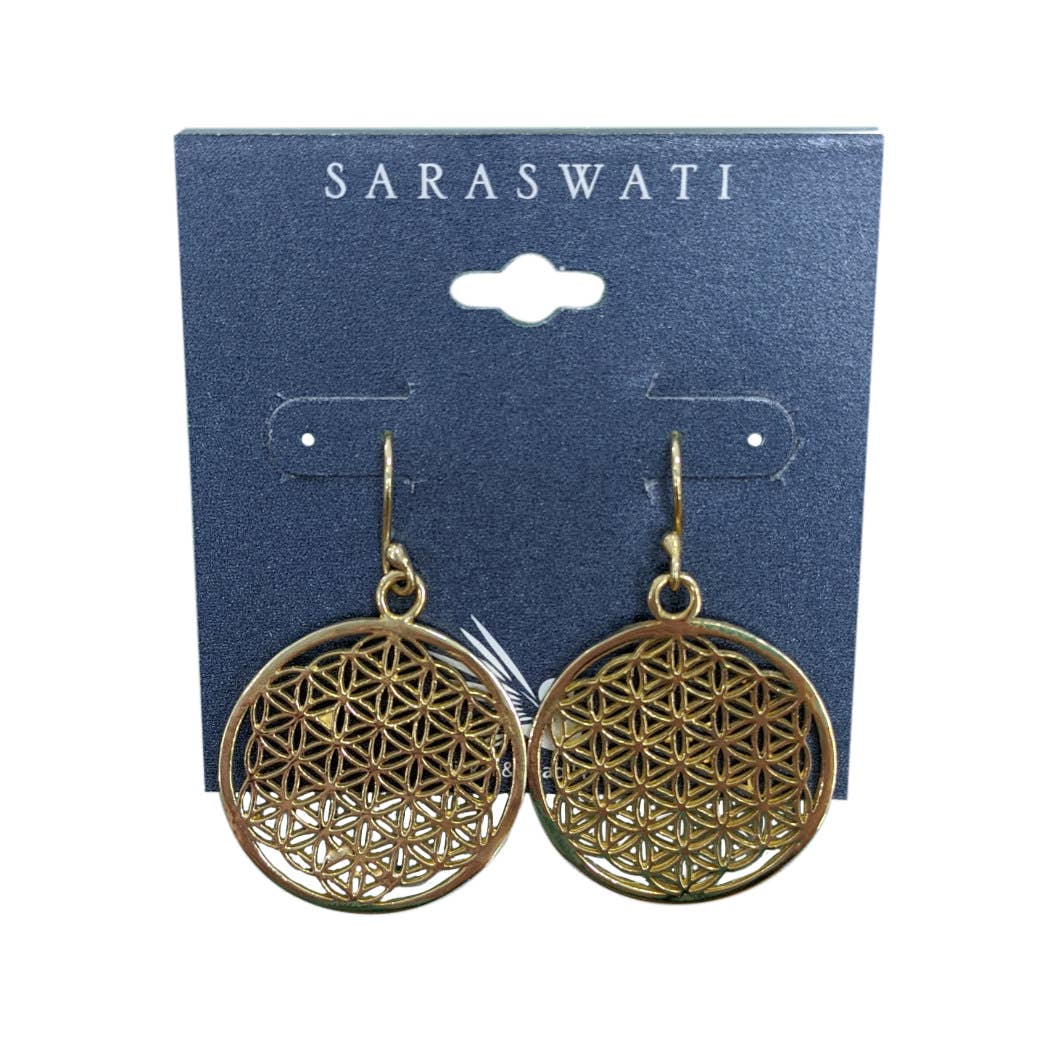 Flower of Life Brass Earrings