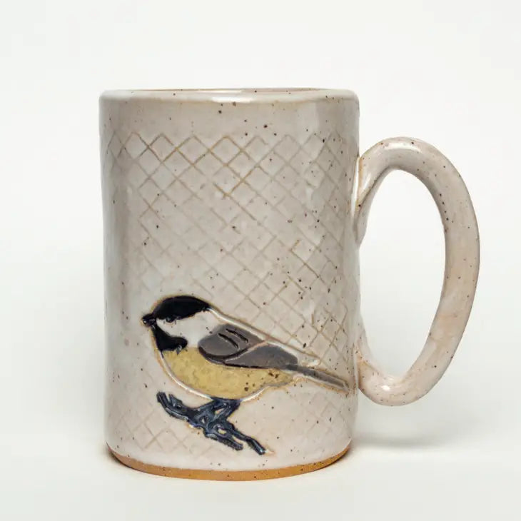 Chickadee Ceramic White 16oz Mug