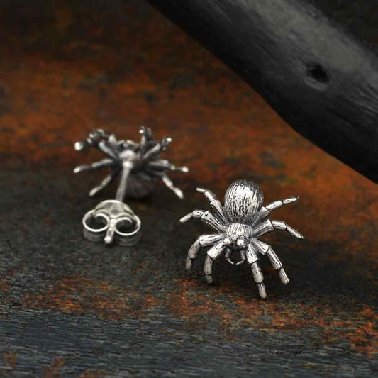 Spider Post Earrings 11x12mm: Recycled Sterling Silver