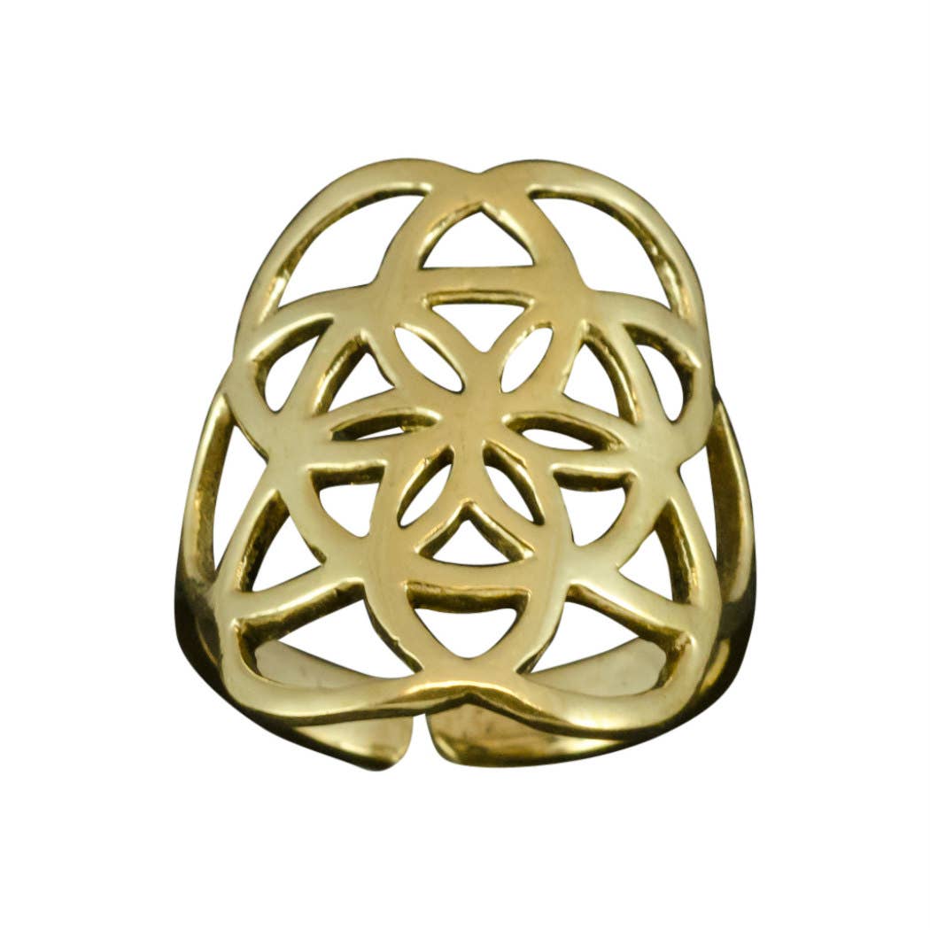 Flower of Life Brass Ring