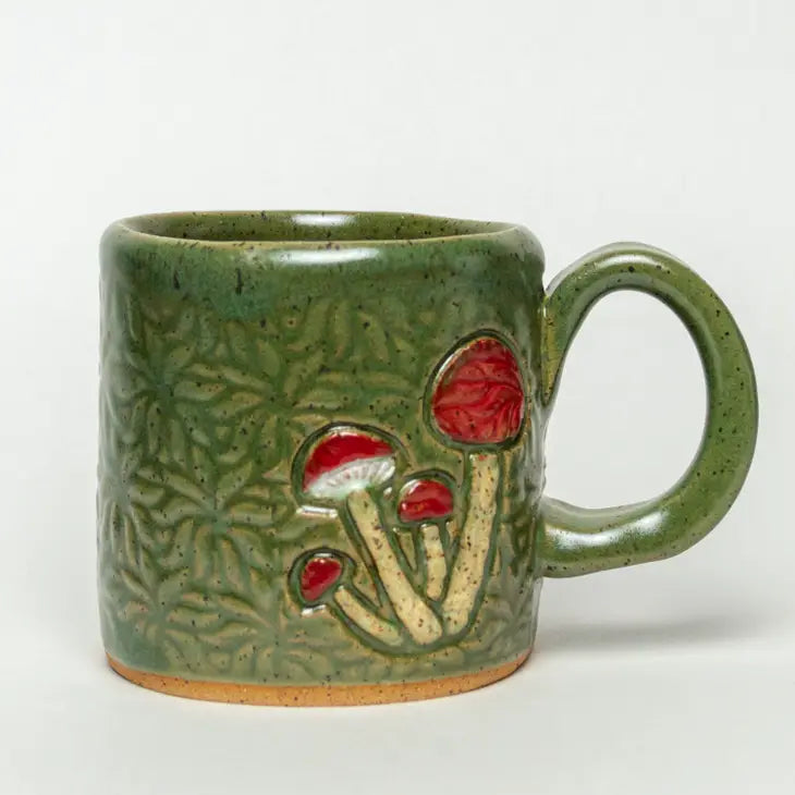 Mushroom Design Ceramic Green 10oz Mug