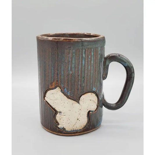 White Squirrel Ceramic Blue 16oz Mug